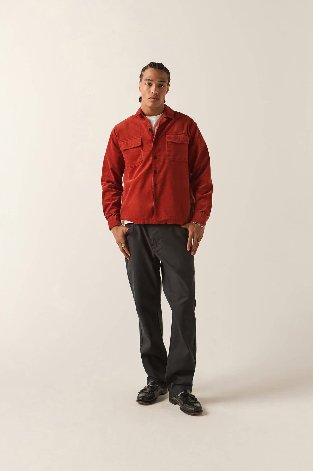 Men's Century Overshirt in the color Washed Brick - Additional Fit image
