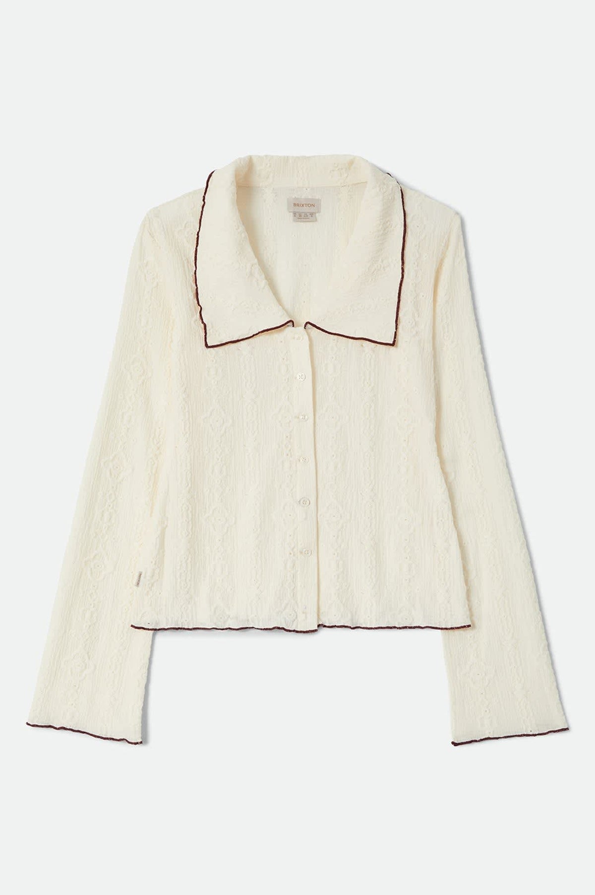 Women's Grace Button Down Shirt in the color Off White/Wild Ginger - Front Product View