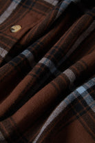 Women's Bowery Vintage Overshirt in the color Pinecone Brown/Black/Borrowed Blue - Additional Laydown image