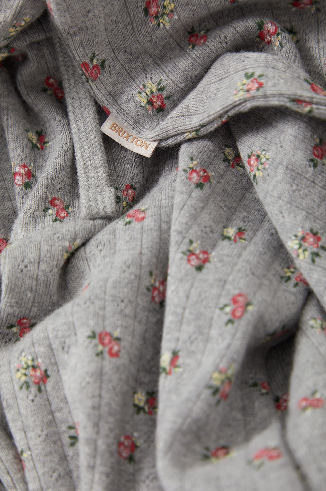 Women's Off Duty Pointelle Lounge Pant in the color Heather Grey Ditsy Floral - Additional Laydown image