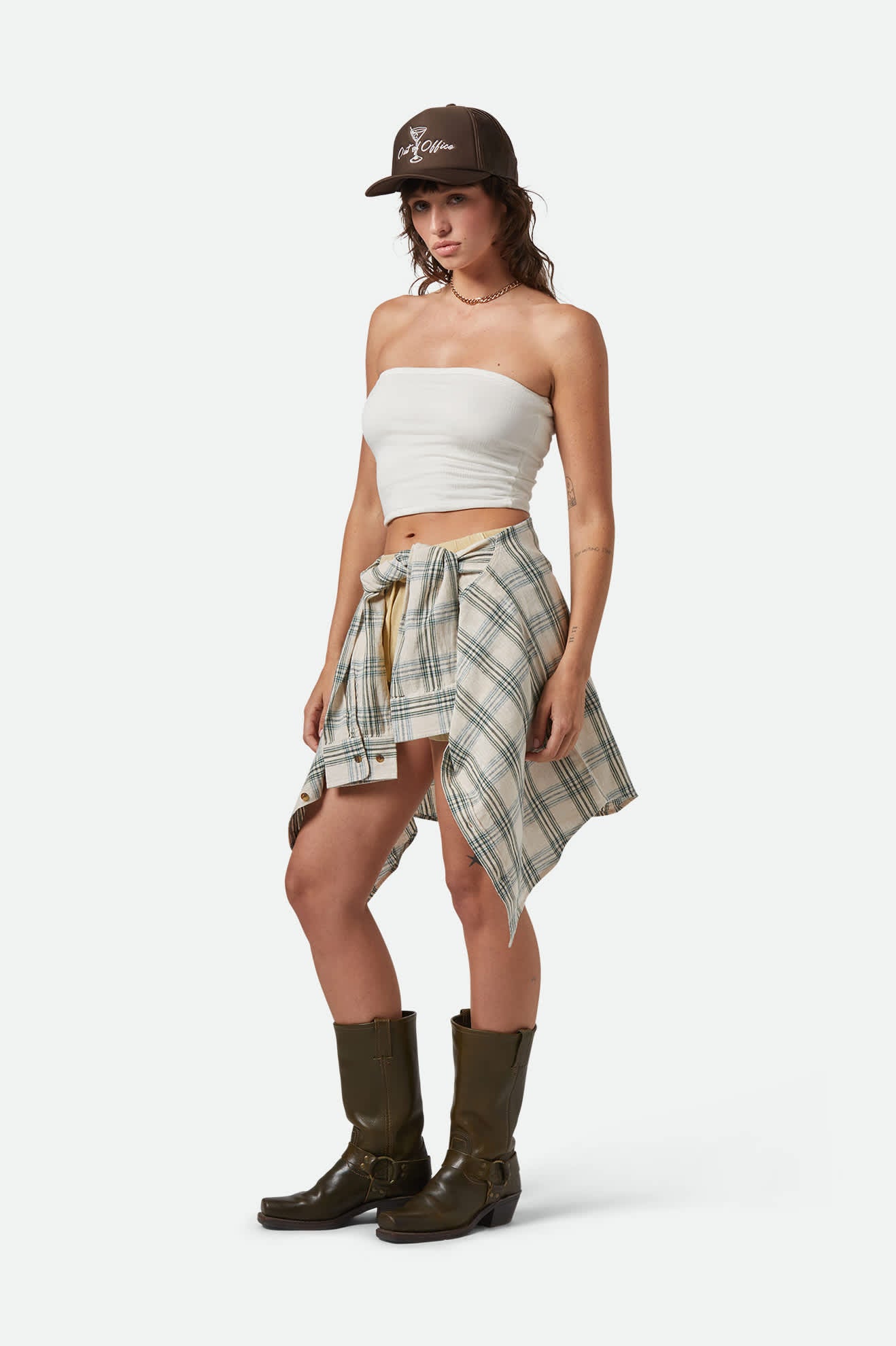 Women's Crinkle Tube Top in the color Off White - Additional Fit image