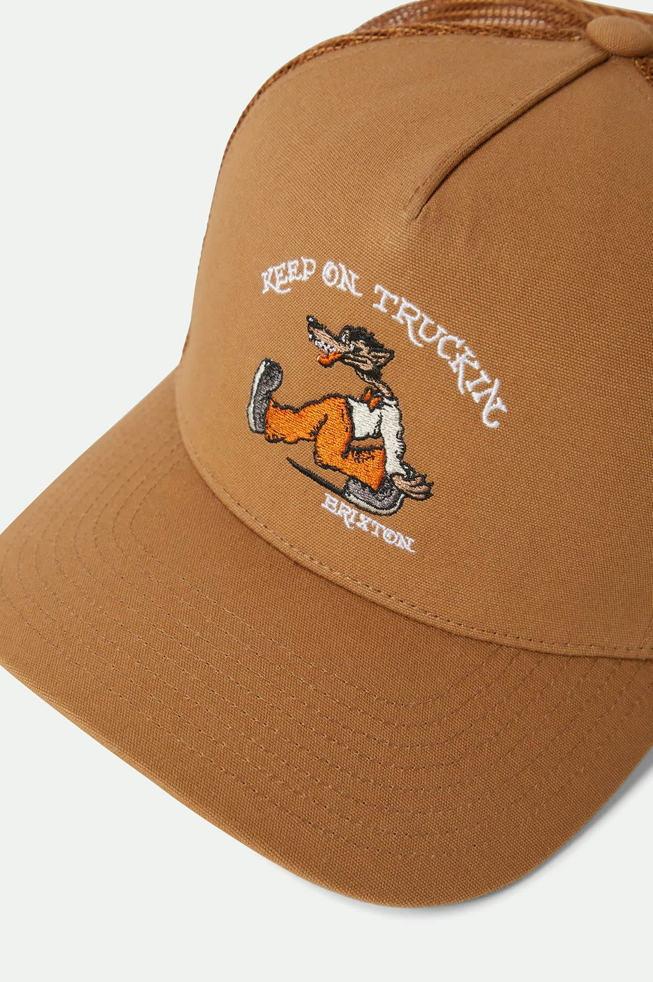 Unisex Stride Netplus Trucker Hat in the color Washed Copper/Washed Copper - Additional Laydown image