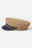 Unisex Fiddler Fisherman Cap in the color Sand/Washed Navy - Additional Laydown image