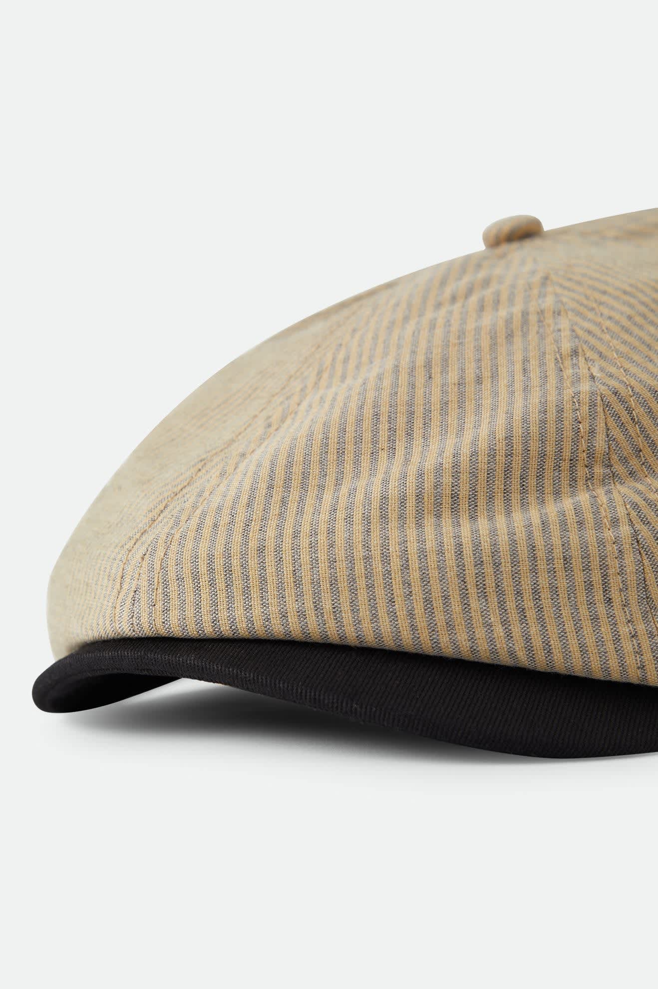 Unisex Brood Newsboy Cap in the color Khaki Stripe/Washed Black - Additional Laydown image