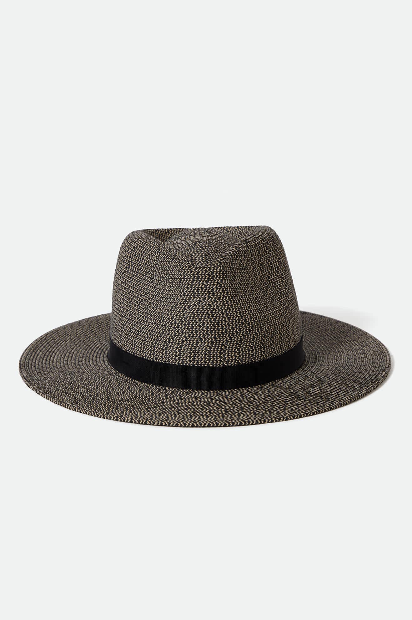 Women's Carolina Straw Packable Travel Hat in the color Black/Natural - Additional Style View