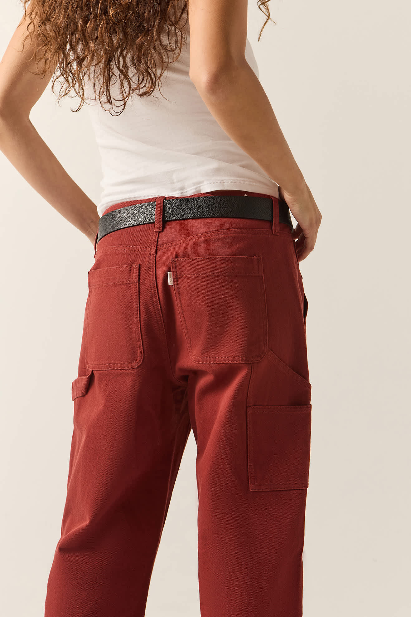 Women's Essex Embroidered Painter Pant in the color Dark Brick - Additional Fit image