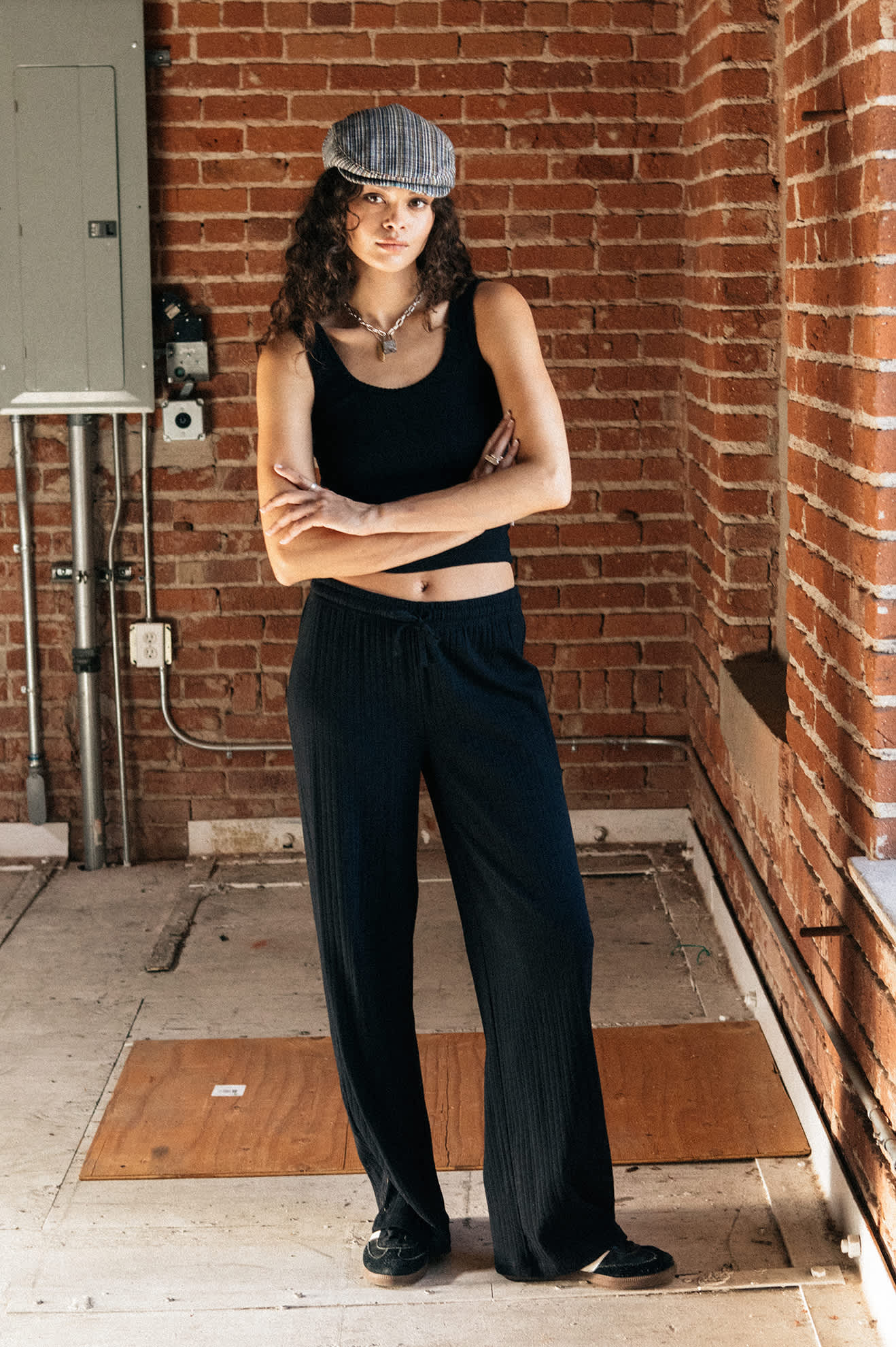 Women's Pointelle Slim Fit Tank in the color Black - Men's Lifestyle image