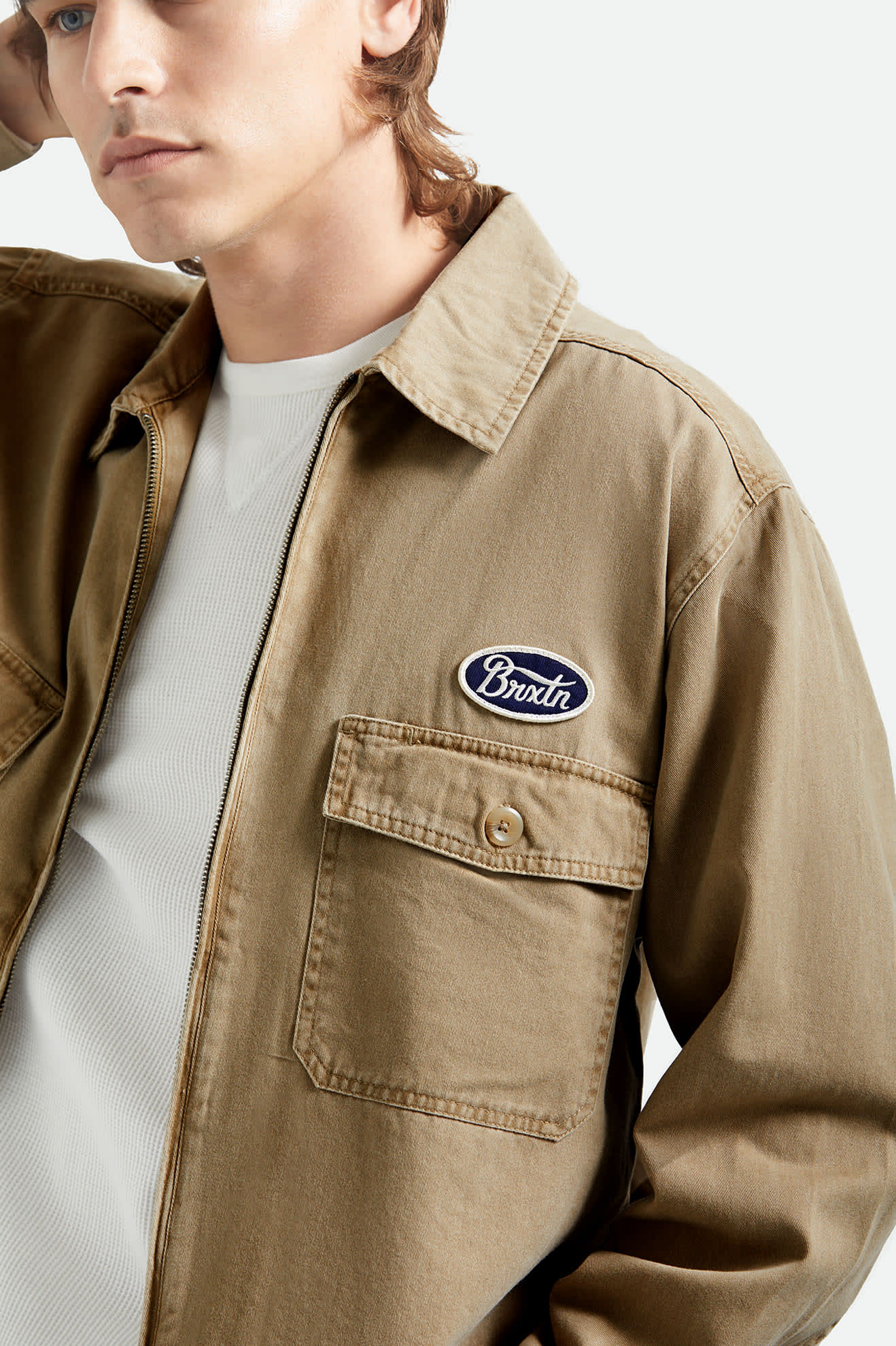 Men's Trademark Lightweight Garage Jacket in the color Washed Khaki - Additional Fit image