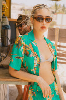 Women's Campos Button Down Shirt in the color Retro Green Flor Campos - Men's Lifestyle image