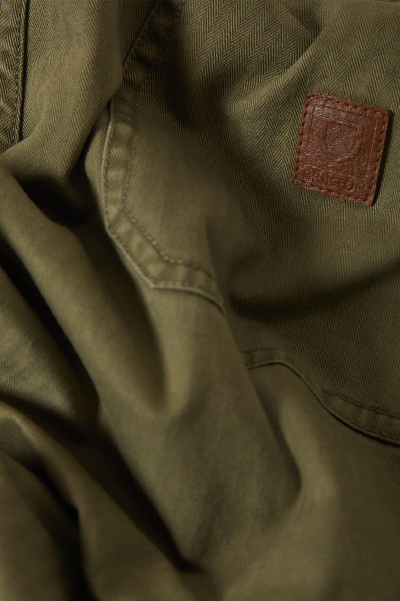 Men's Surplus Vintage Wash Herringbone Short in the color Washed Olive Green - Additional Laydown image