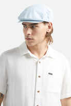 Unisex Hooligan Flat Cap in the color Light Blue/White - Men's Front View