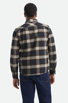 Men's Bowery Flannel in the color Black/Cream - Men's Back View