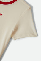 Women's Pegasus Slim Crew T-Shirt in the color Vintage White - Additional Laydown image