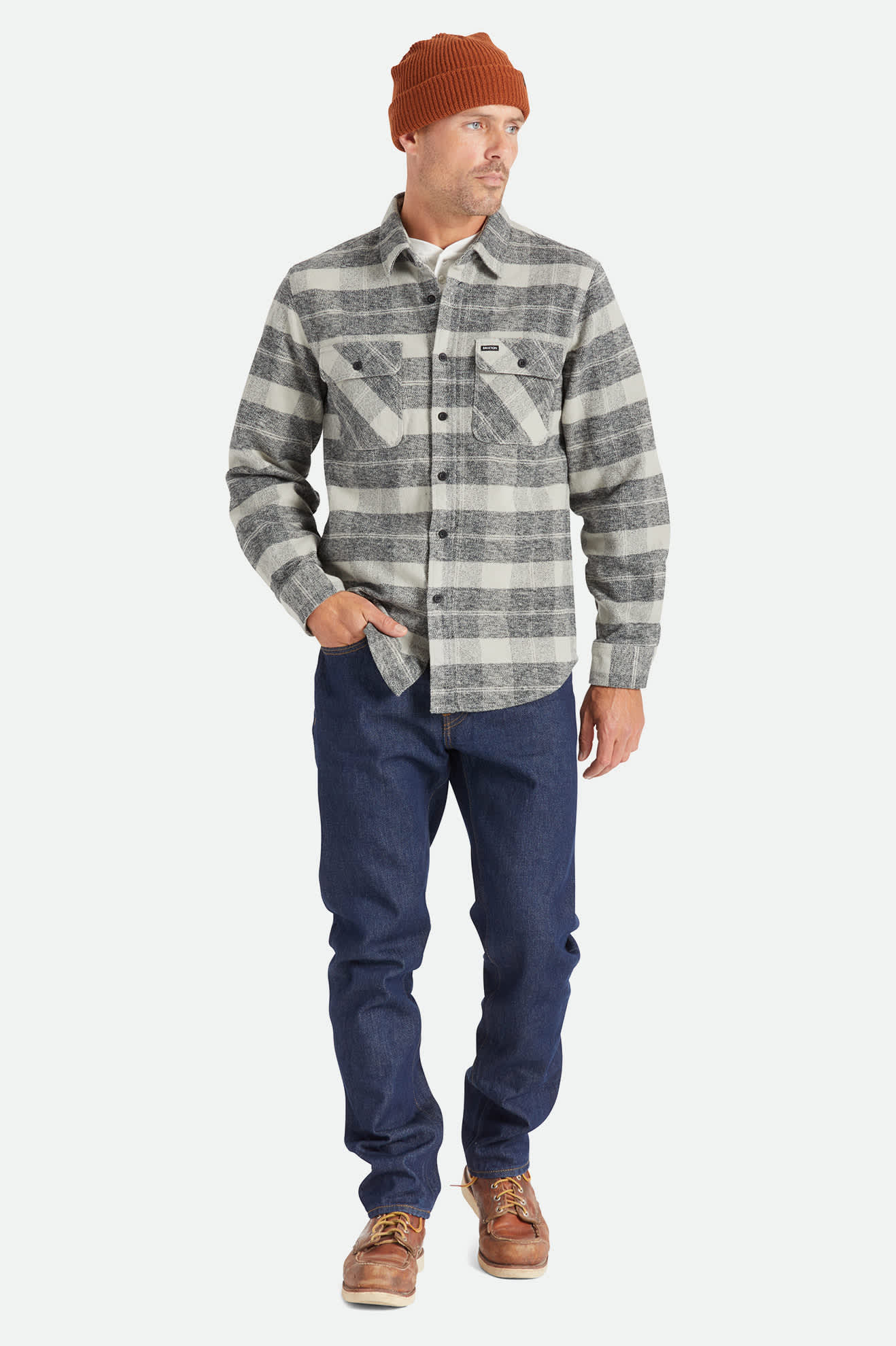 Men's Bowery Heavyweight Flannel in the color Black/Charcoal - Men's Featured View