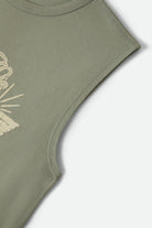 Women's Brixton Ranch Muscle Tank in the color Sage Green - Additional Laydown image