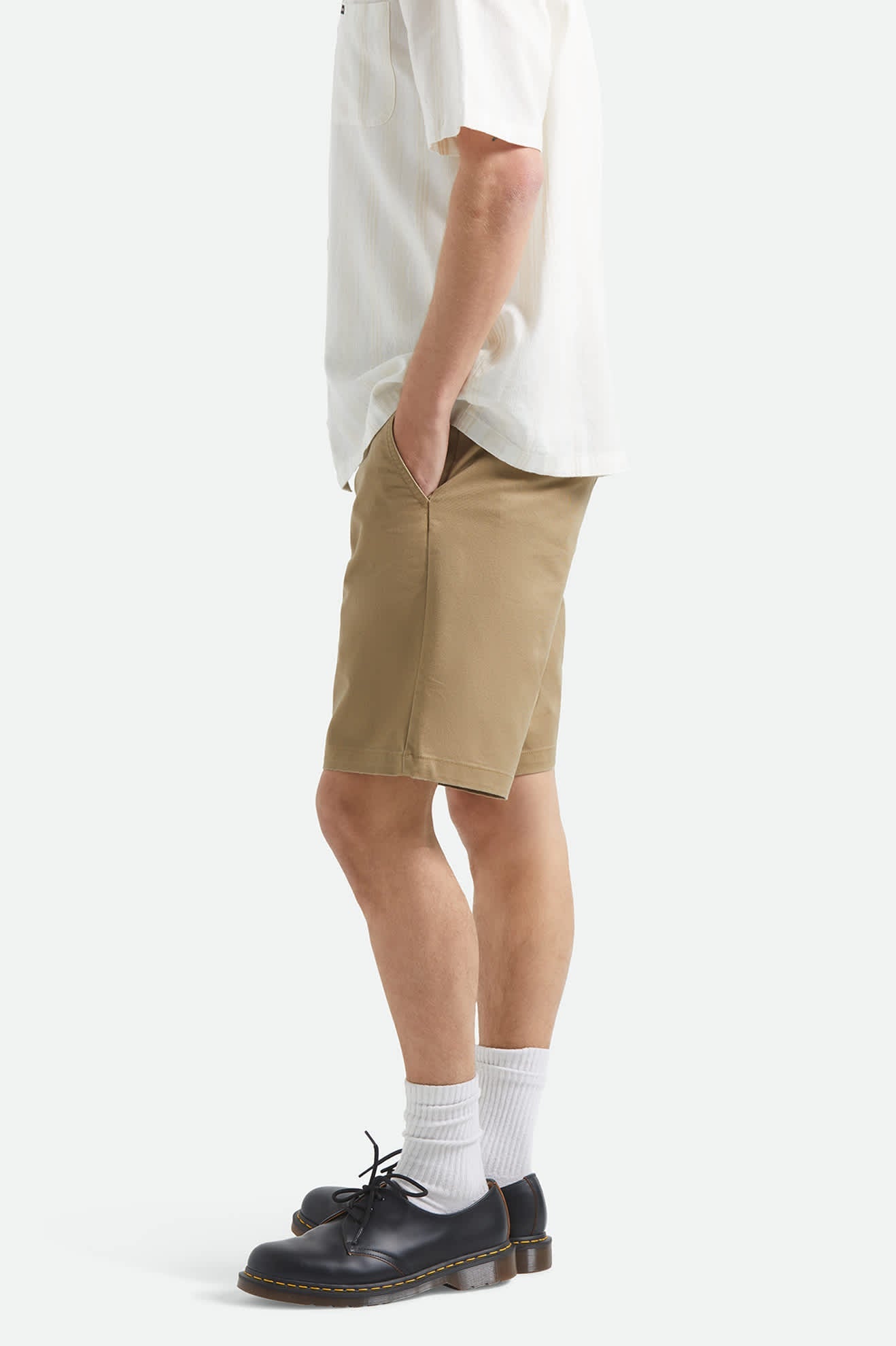 Men's Santo Chino Short in the color Khaki - Men's Side View