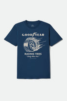 Men's Goodyear Cheater Slick Short Sleeve Standard T-Shirt in the color Navy - Front Product View
