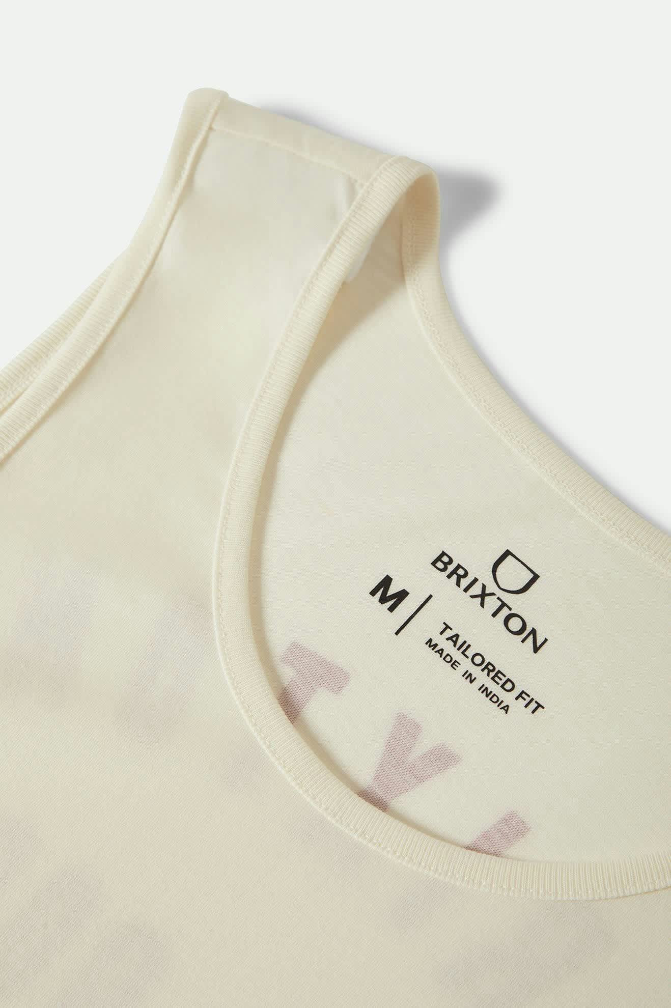 Men's Woodburn Tank Top in the color Off White/Crimson - Additional Laydown image