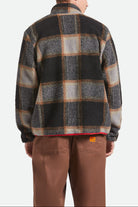 Men's Buffalo Plaid Sherpa Full Zip in the color Black/Cream - Men's Back View
