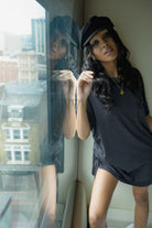 Women's Carefree Organic Garment Dye T-Shirt Dress in the color Black - Women's Lifestyle image