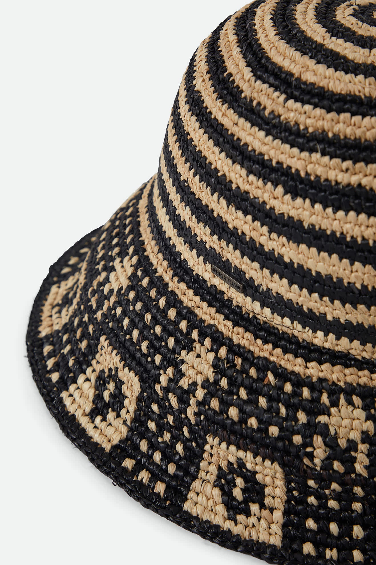 Women's Redding Packable Straw Bucket Hat in the color Black/Natural - Additional Laydown image