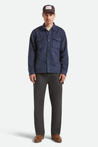 Men's Selden Soft Brushed Flannel in the color Mood Indigo Pinestripe - Additional Fit image