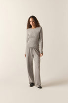 Women's Off Duty Pointelle Lounge Pant in the color Heather Grey Ditsy Floral - Women's Front View