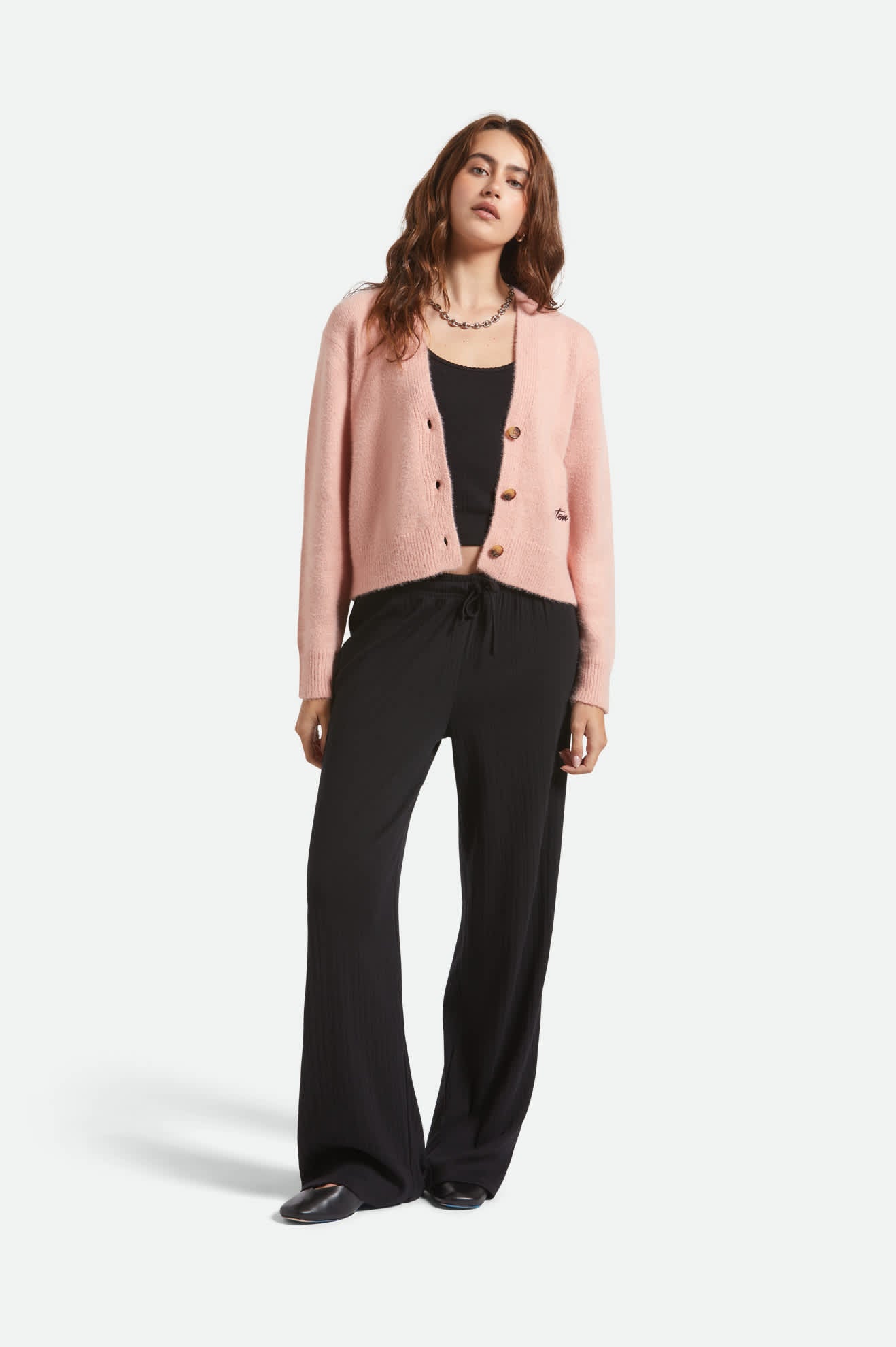 Women's Town Cardigan in the color Mellow Rose - Women's Front View