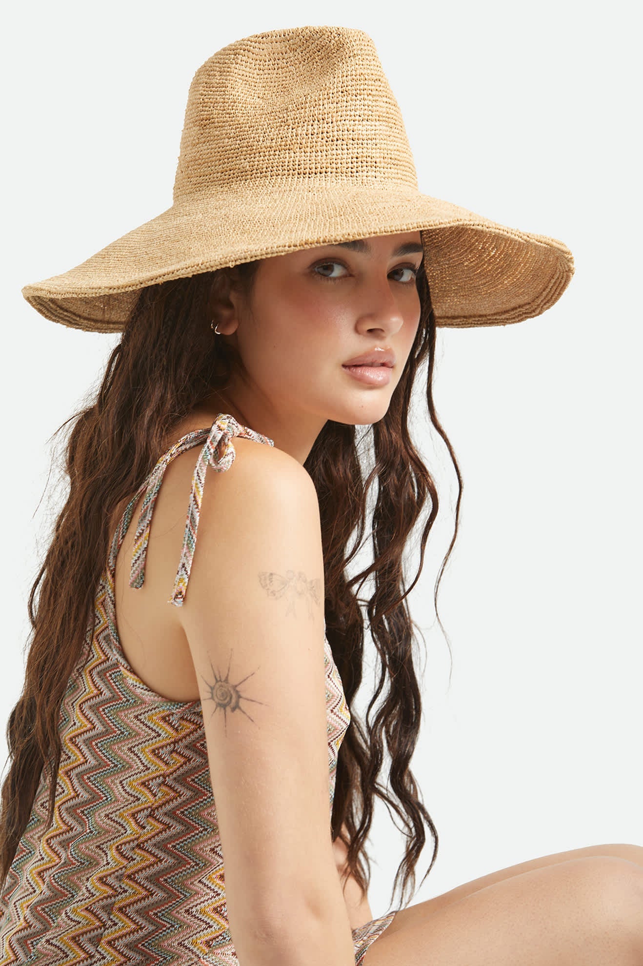 Women's Helena Straw Sun Hat in the color Tan - Additional Fit image