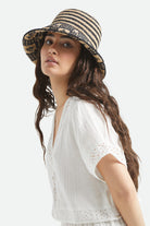 Women's Redding Packable Straw Bucket Hat in the color Black/Natural - Additional Fit image