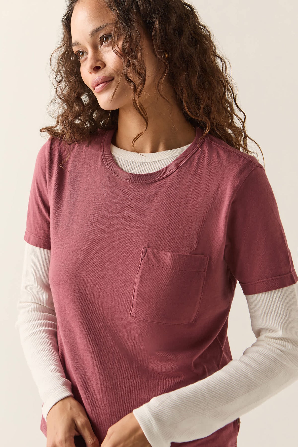 Women's Carefree Organic Garment Dye Perfect T-Shirt in the color Wild Ginger - Women's Side View