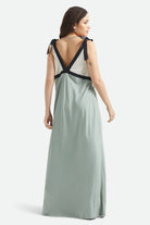 Women's Sunset Tie Slip Dress in the color Sage Green/Whitecap - Women's Back View
