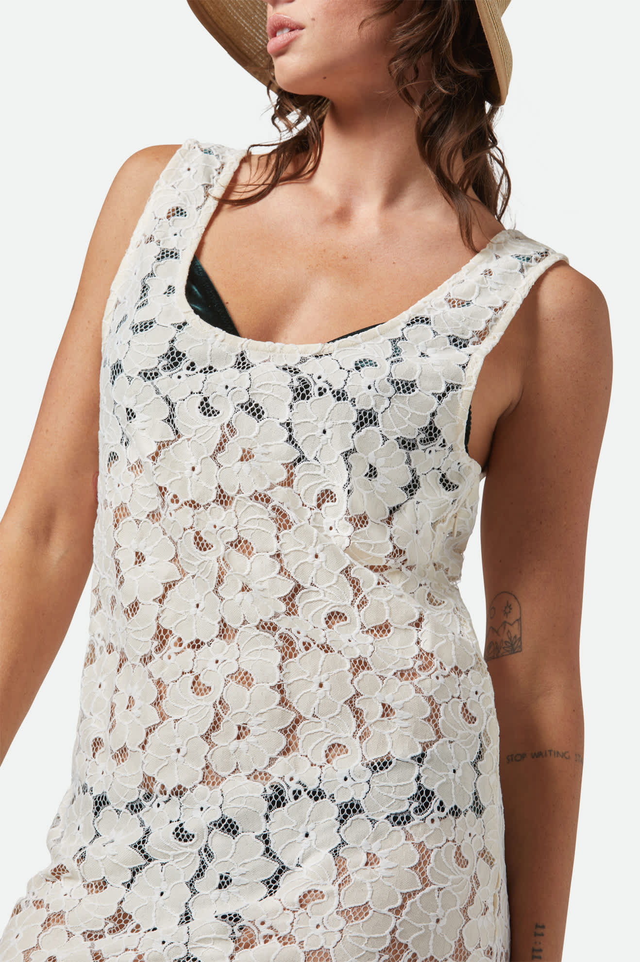 Women's Lace Cover Up Dress in the color Whitecap - Additional Fit image