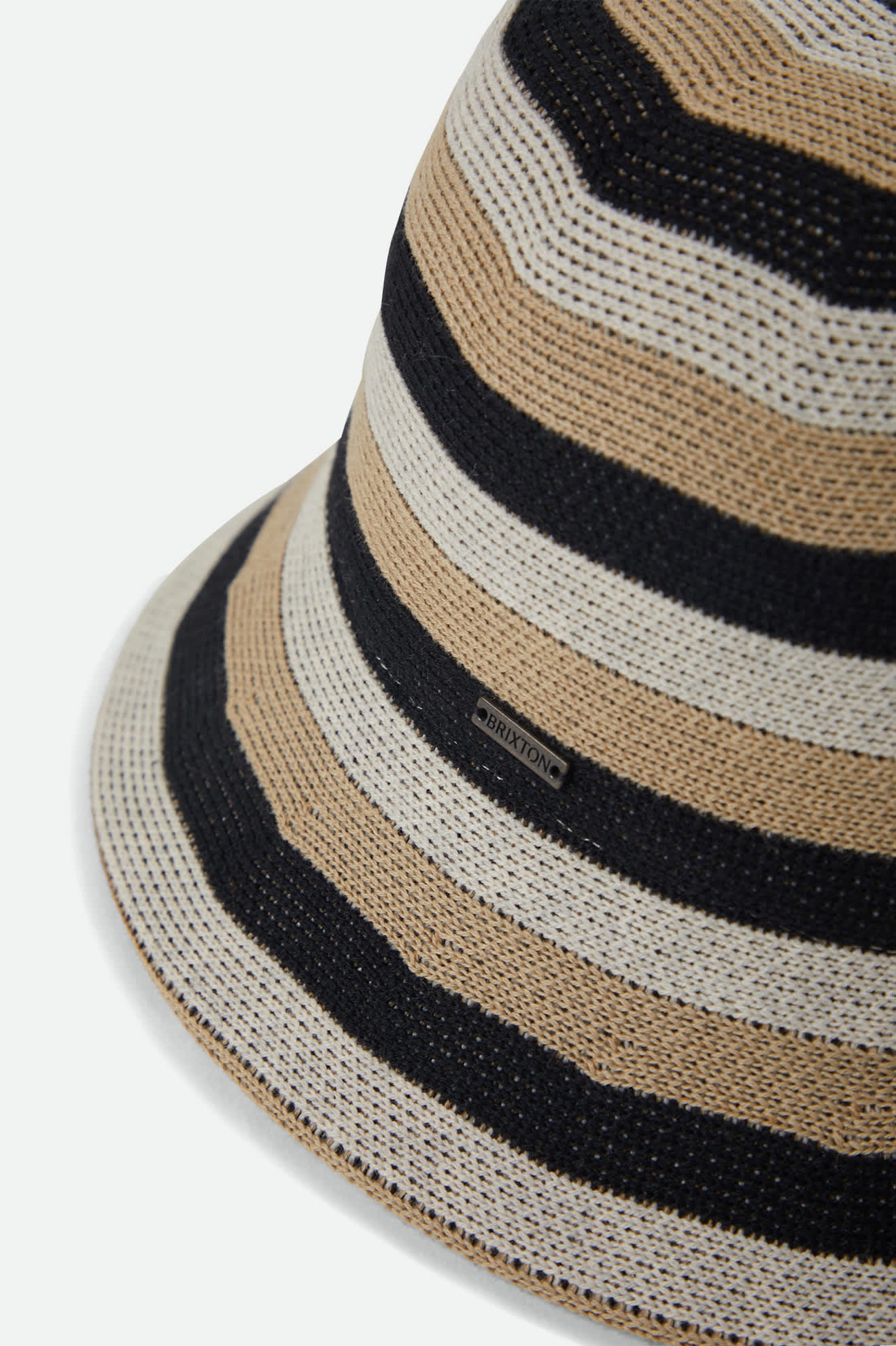 Women's Lisboa Knit Packable Bucket Hat in the color Black/Sand/Whitecap - Additional Laydown image