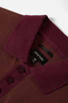 Men's Weekend Herringbone S/S Polo in the color Port/Pinecone Brown - Additional Laydown image