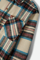 Women's Bowery Women's Soft Brushed Flannel in the color Off White Black/Tranquil Blue - Additional Laydown image