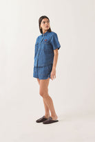 Women's Mechanics Women's Shirt in the color Medium Chambray - Women's Side View