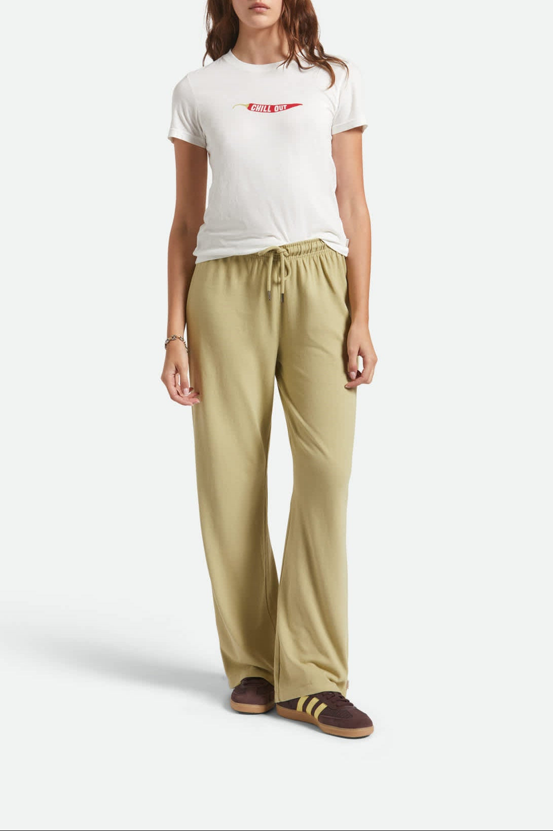 Women's Carefree Organic Garment Dye Lounge Pant in the color Elm - Women's Front View