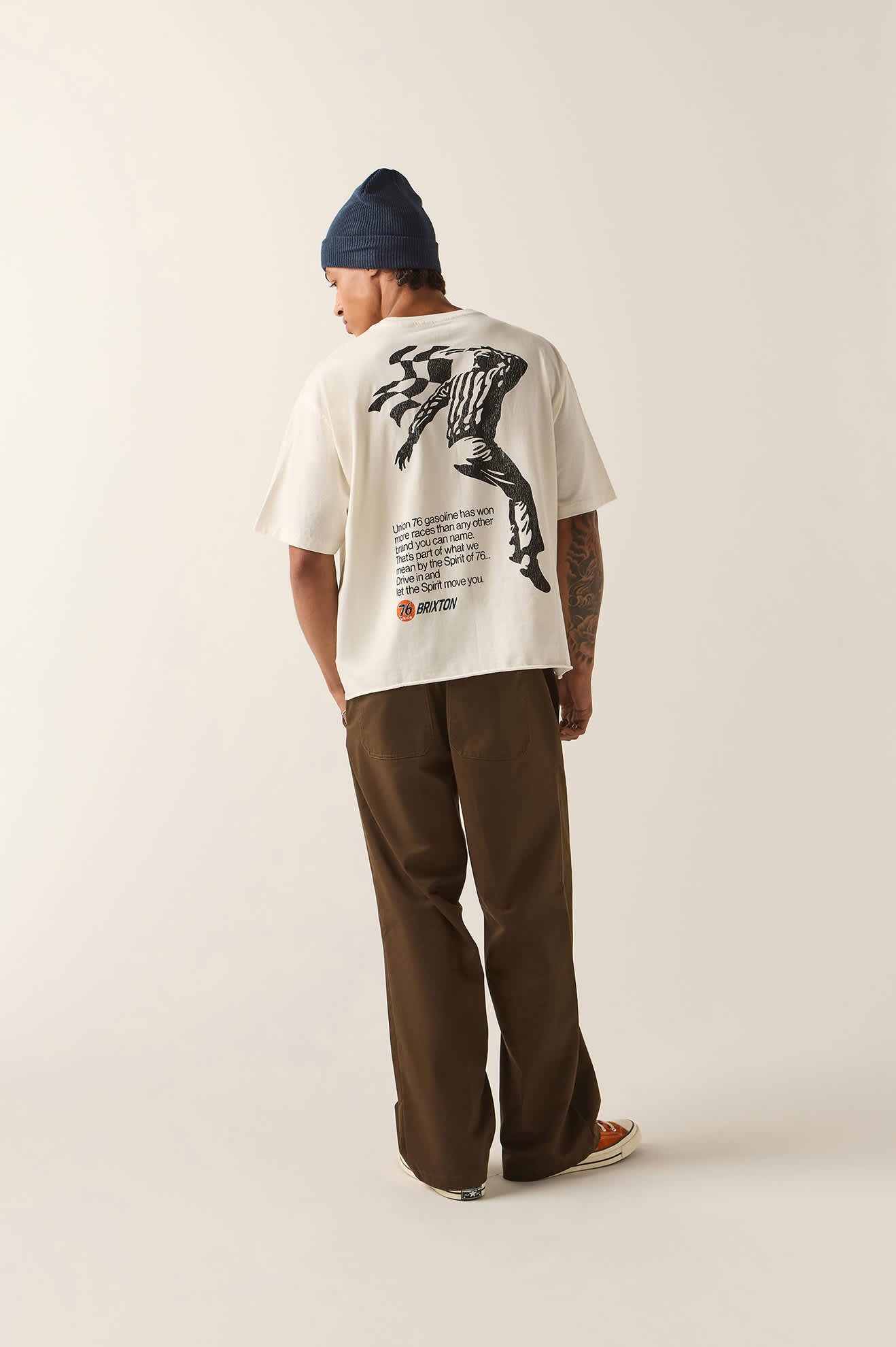 Men's 76 Finish Line Relaxed T-Shirt in the color Washed Off White - Men's Back View