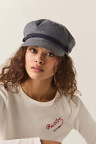 Unisex Fiddler Fisherman Cap in the color Indigo/Dark Sand - Women's Front View