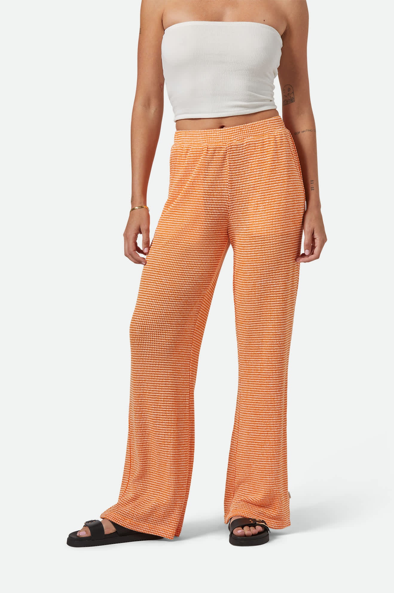 Women's Maude Mesh Lounge Pant in the color Tangerine - Women's Front View