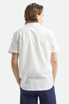 Men's Charter Print Short Sleeve Shirt in the color Off White/Multi Diamond Tile - Men's Back View