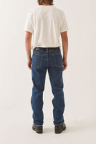 Men's Builders 5-Pocket Pant in the color Dark Denim - Men's Back View