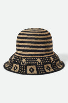 Women's Redding Packable Straw Bucket Hat in the color Black/Natural - Front Product View