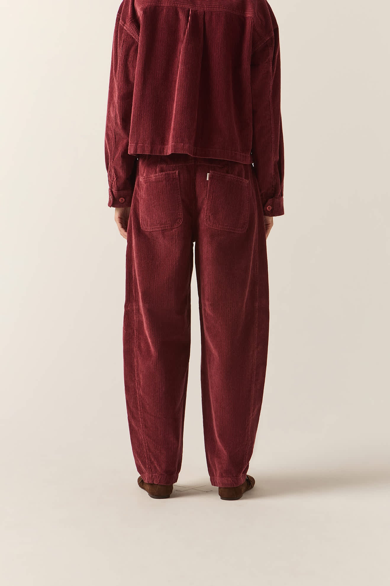 Women's Utility Everyday Barrel Pant in the color Wild Ginger Cord - Women's Back View