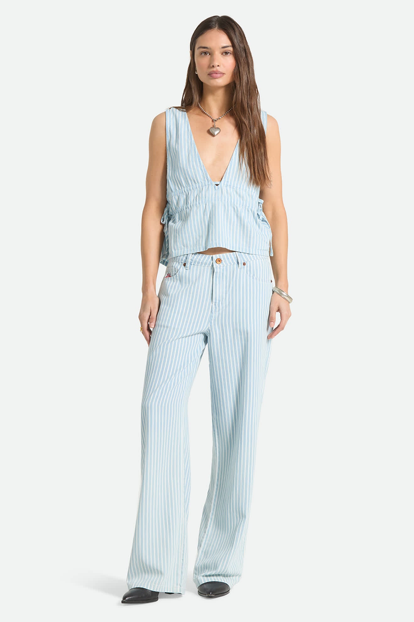 Women's The Bells Top in the color Two Boot Stripe - Additional Fit image