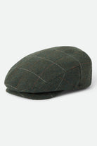 Unisex Hooligan Flat Cap in the color Moss/Orange - Front Product View