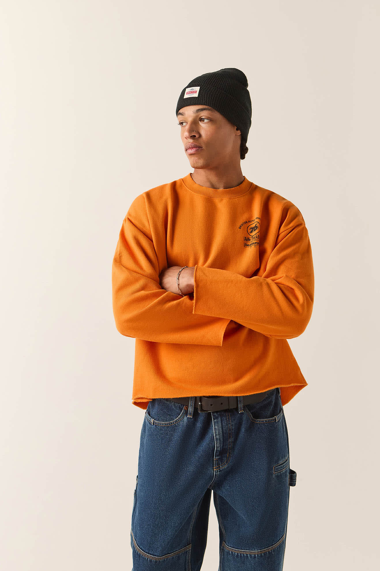 Men's 76 Chopped Crew Fleece in the color Washed Orange - Additional Fit image