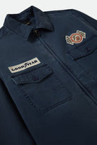 Men's Goodyear Trademark Lightweight Coaches Jacket in the color Washed Navy - Additional Laydown image