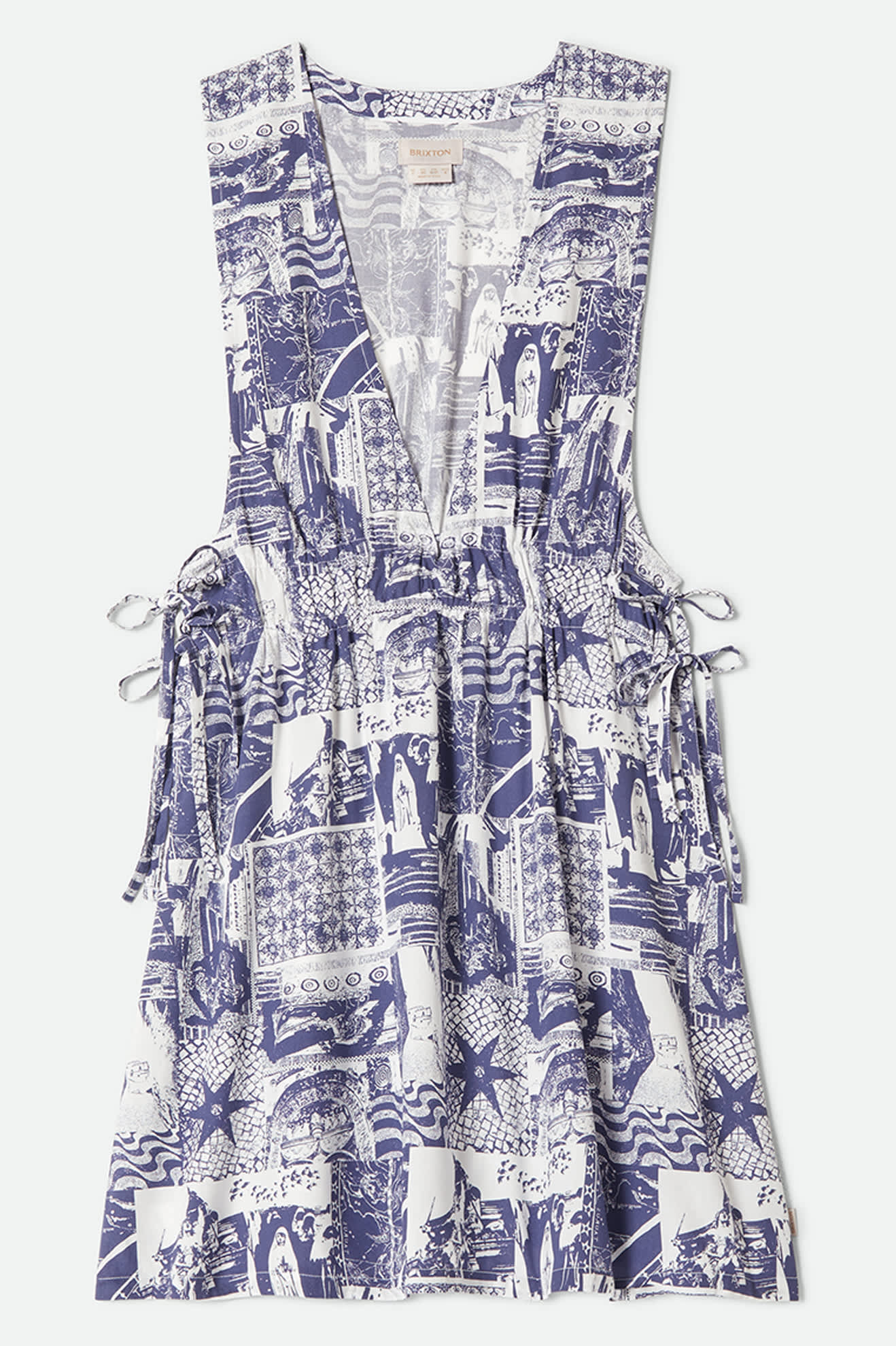 Women's The Bells Dress in the color Navy/White Collage - Front Product View